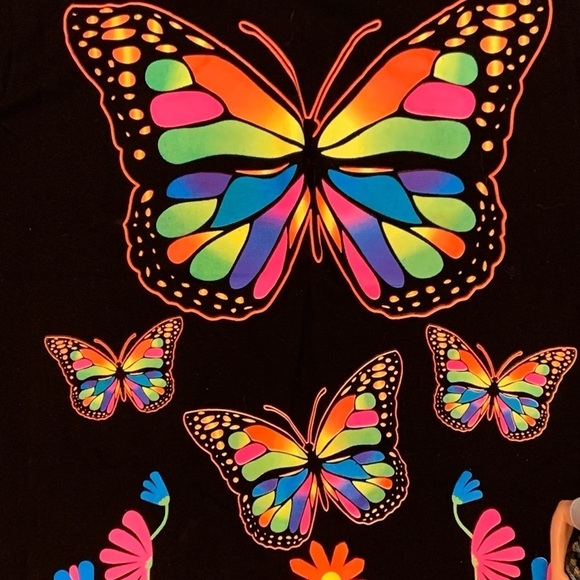 WOMENS BUTTERFLY SHIRT BOHO PSYCHEDELIC INDIE ROCK LARGE - Picture 4 of 5